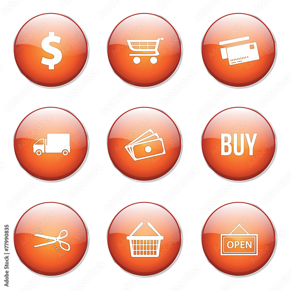 Fototapeta premium Shopping Sign Orange Vector Button Icon Design Set