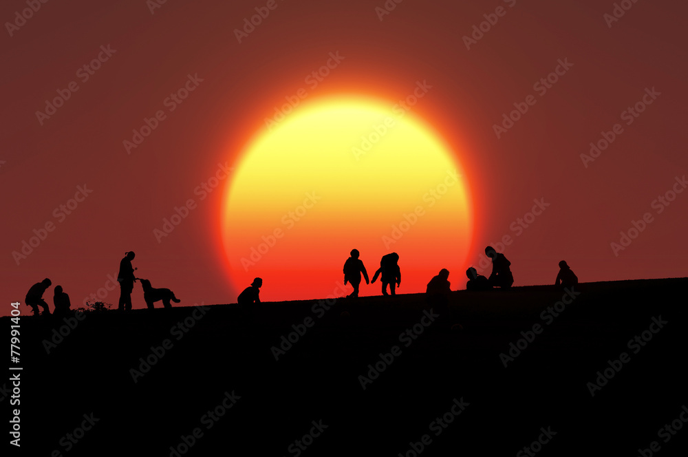 夕日とシルエット 夕日とシルエット