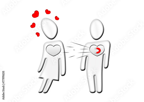3d Männchen - Anziehung - Verliebt - Liebe, Flirt