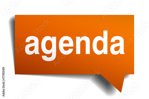 agenda orange speech bubble isolated on white