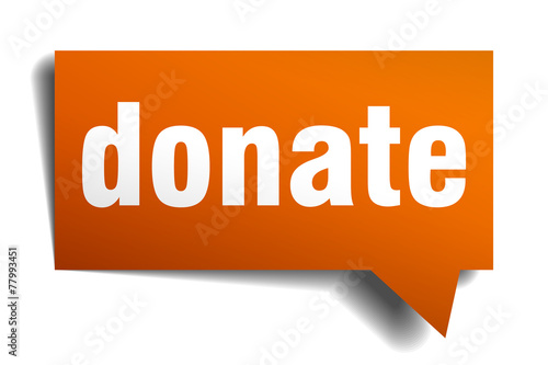 donate orange speech bubble isolated on white