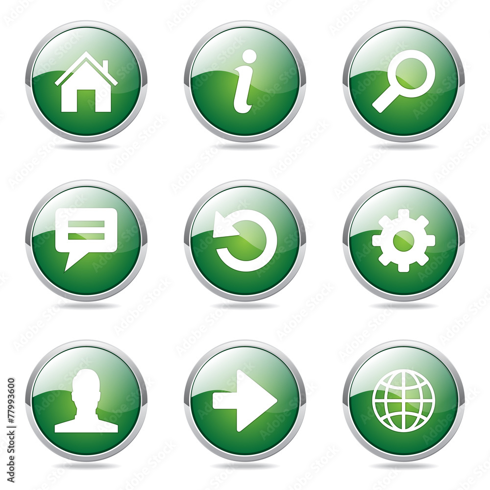 Web Internet Green Vector Button Icon Design Set Web Internet Green Vector Button Icon Design Set