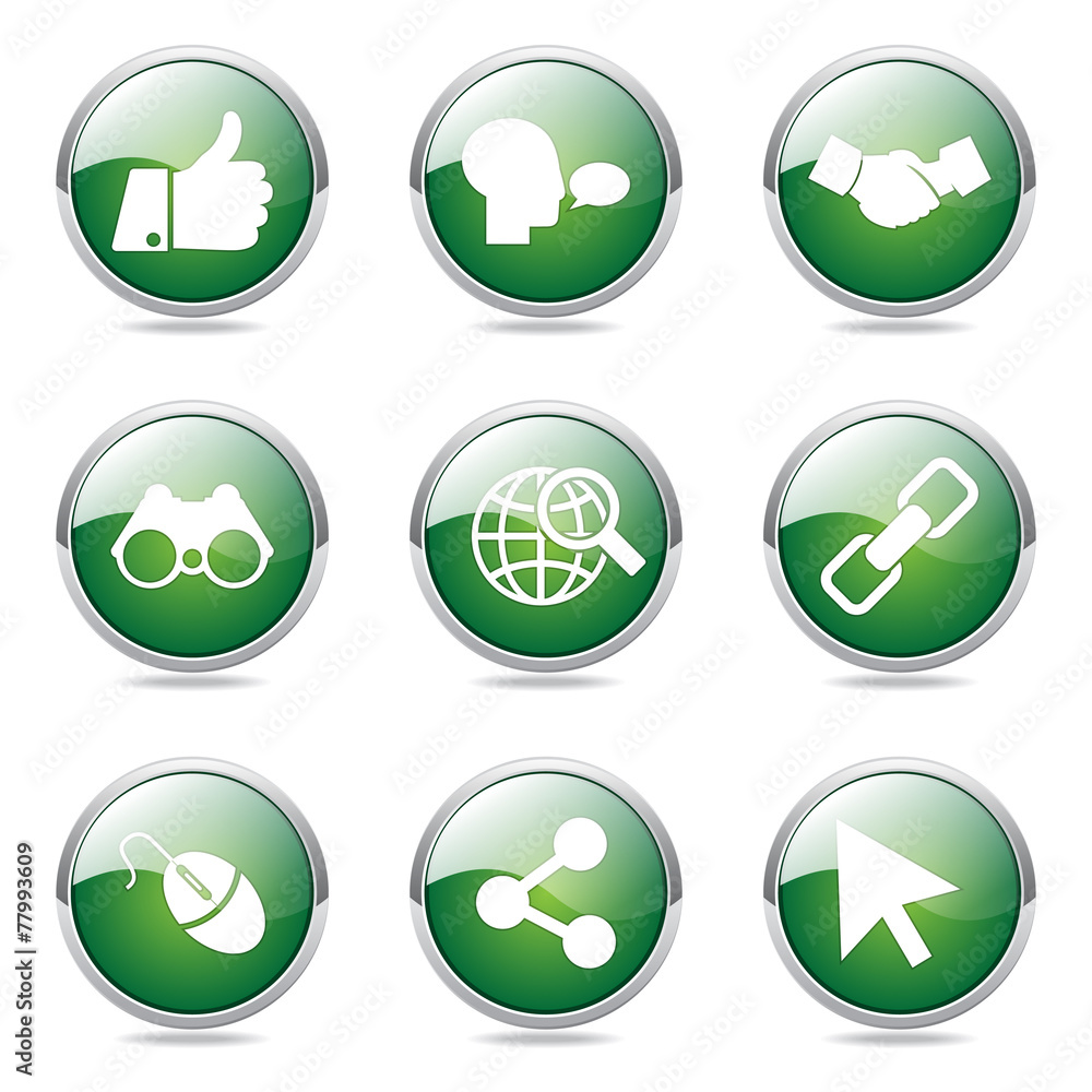 Social Internet Green Vector Button Icon Design Set Social Internet Green Vector Button Icon Design Set