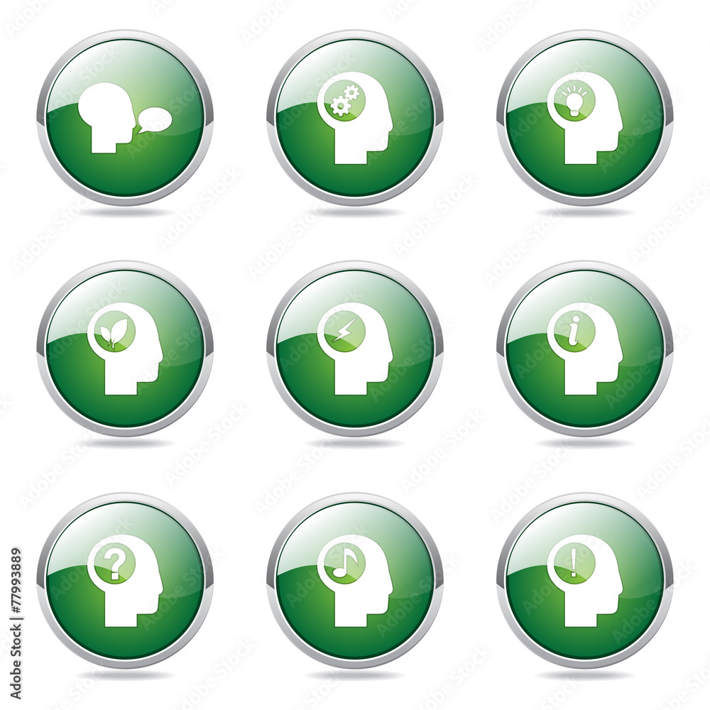 Think Web Internet Green Vector Button Icon Design Set Think Web Internet Green Vector Button Icon Design Set