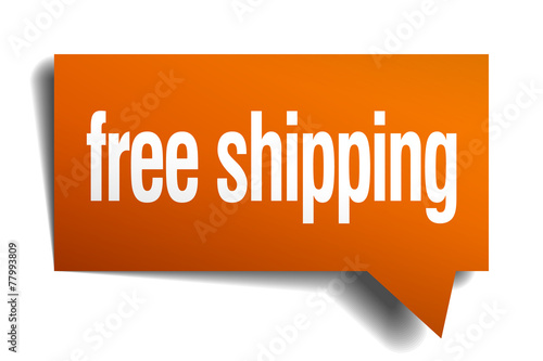 free shipping orange speech bubble isolated on white