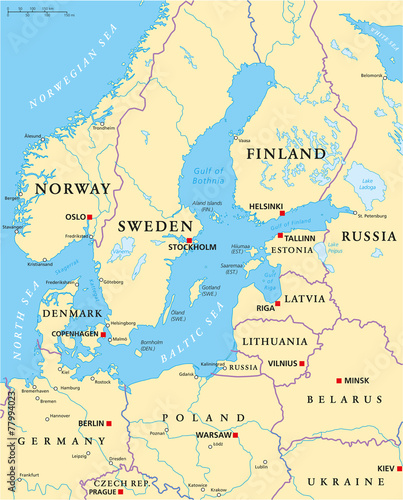 Baltic Sea Area Political Map