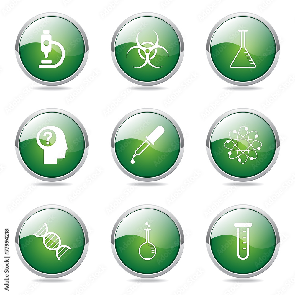 Science Instruments Green Vector Button Icon Design Set Science Instruments Green Vector Button Icon Design Set
