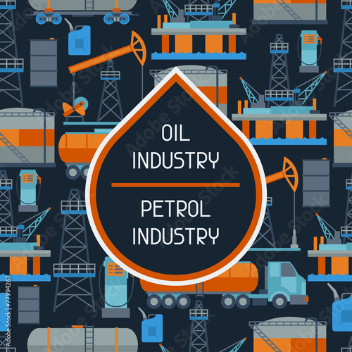 Industrial seamless pattern with oil and petrol icons.