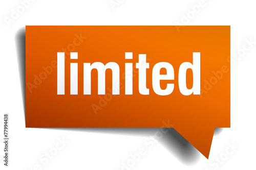 limited orange speech bubble isolated on white