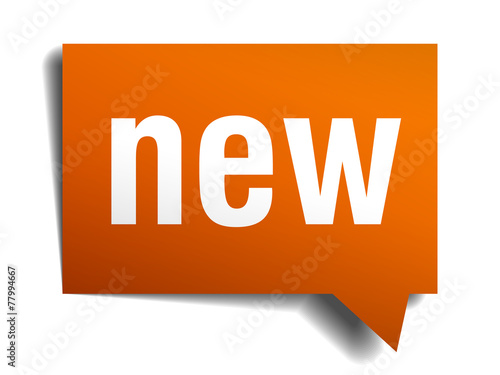 new orange speech bubble isolated on white