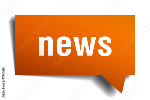 news orange speech bubble isolated on white