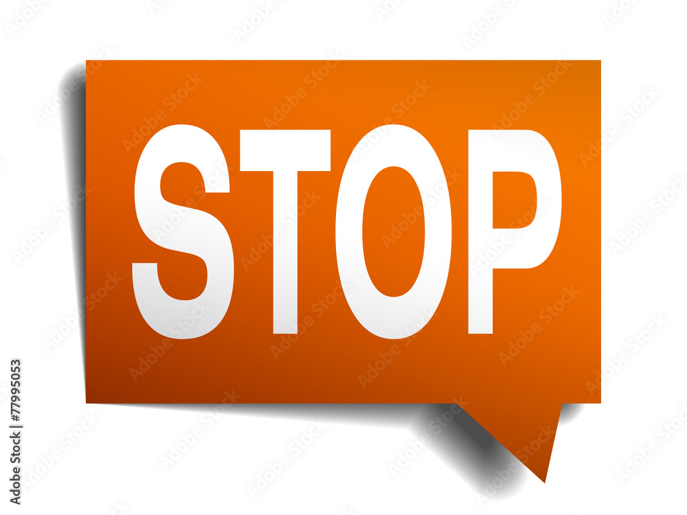stop orange speech bubble isolated on white stop orange speech bubble isolated on white
