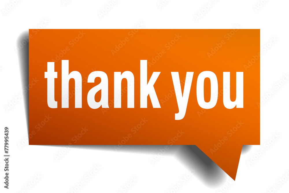 thank you orange speech bubble isolated on white thank you orange speech bubble isolated on white