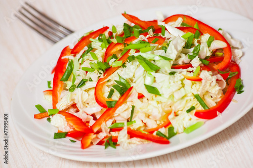 Chinese cabbage salad with red bell pepper