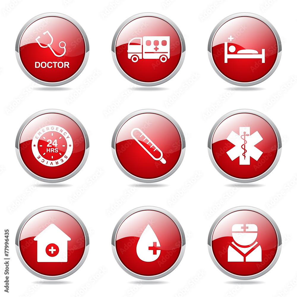 Hospital Health Red Vector Button Icon Design Set 2 Hospital Health Red Vector Button Icon Design Set 2