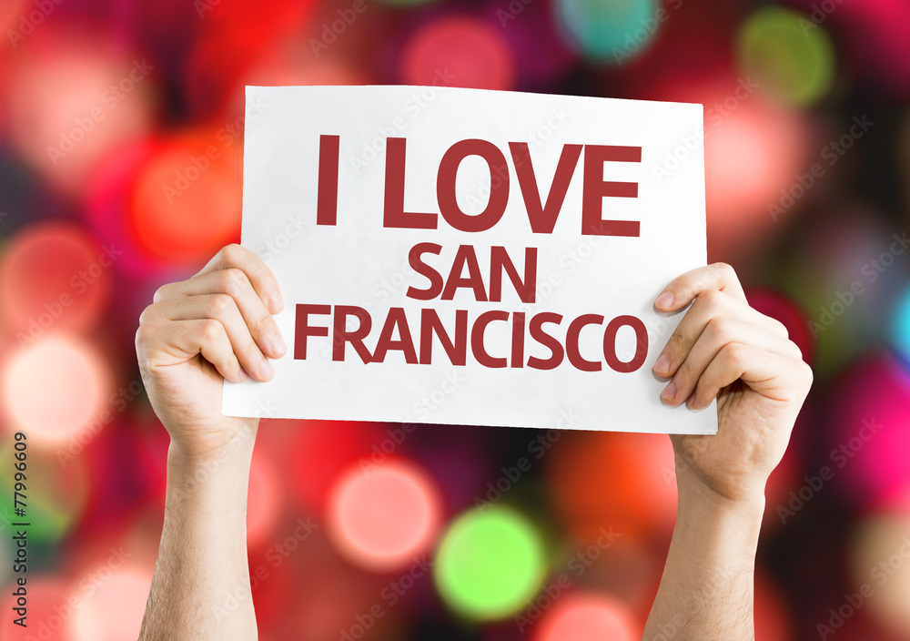 I Love San Francisco card with colorful background I Love San Francisco card with colorful background