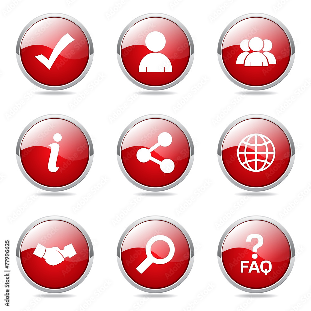 Web Internet Red Vector Button Icon Design Set 2 Web Internet Red Vector Button Icon Design Set 2