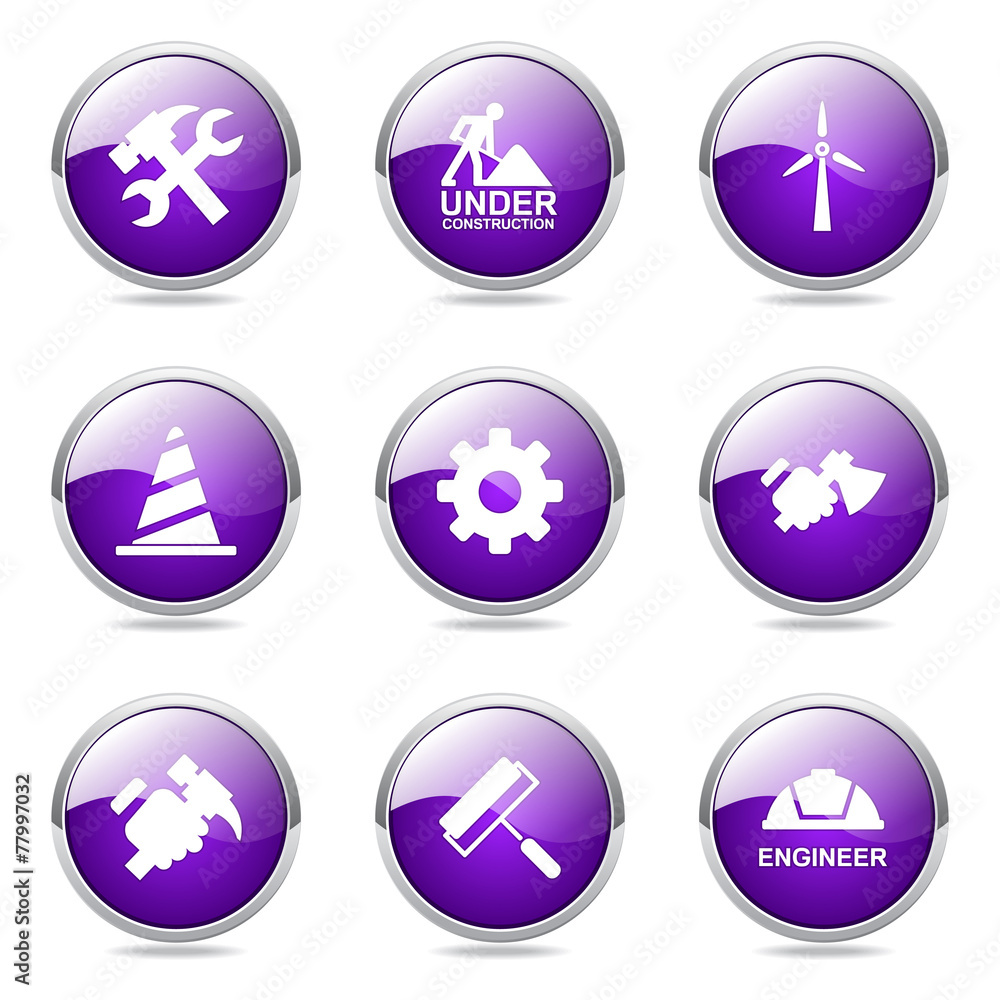 Construction Tools Violet Vector Button Icon Design Set 2