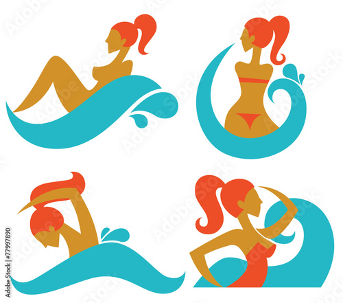 girl and summer, vector collection