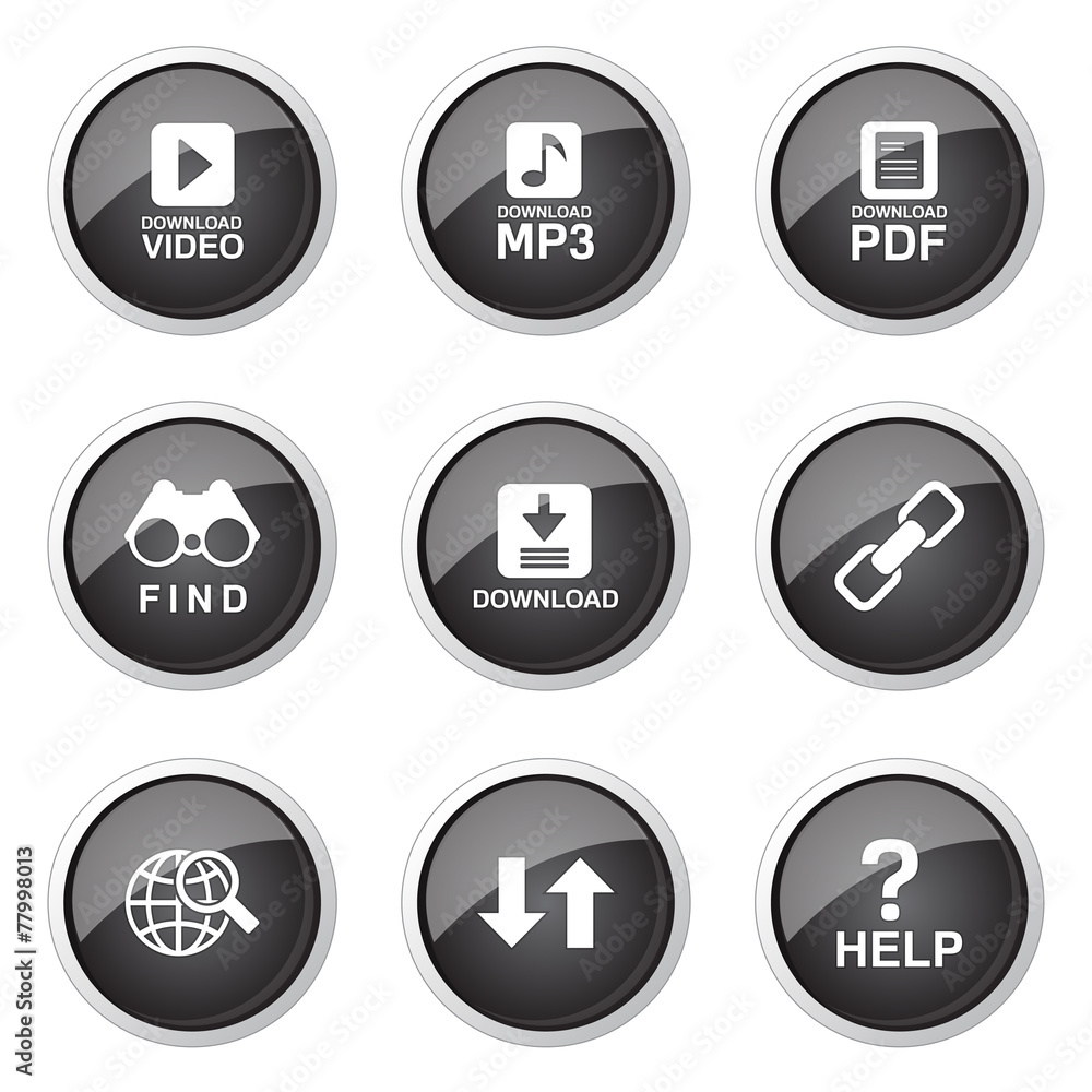Multimedia Web Internet Black Vector Button Icon Design Set Multimedia Web Internet Black Vector Button Icon Design Set