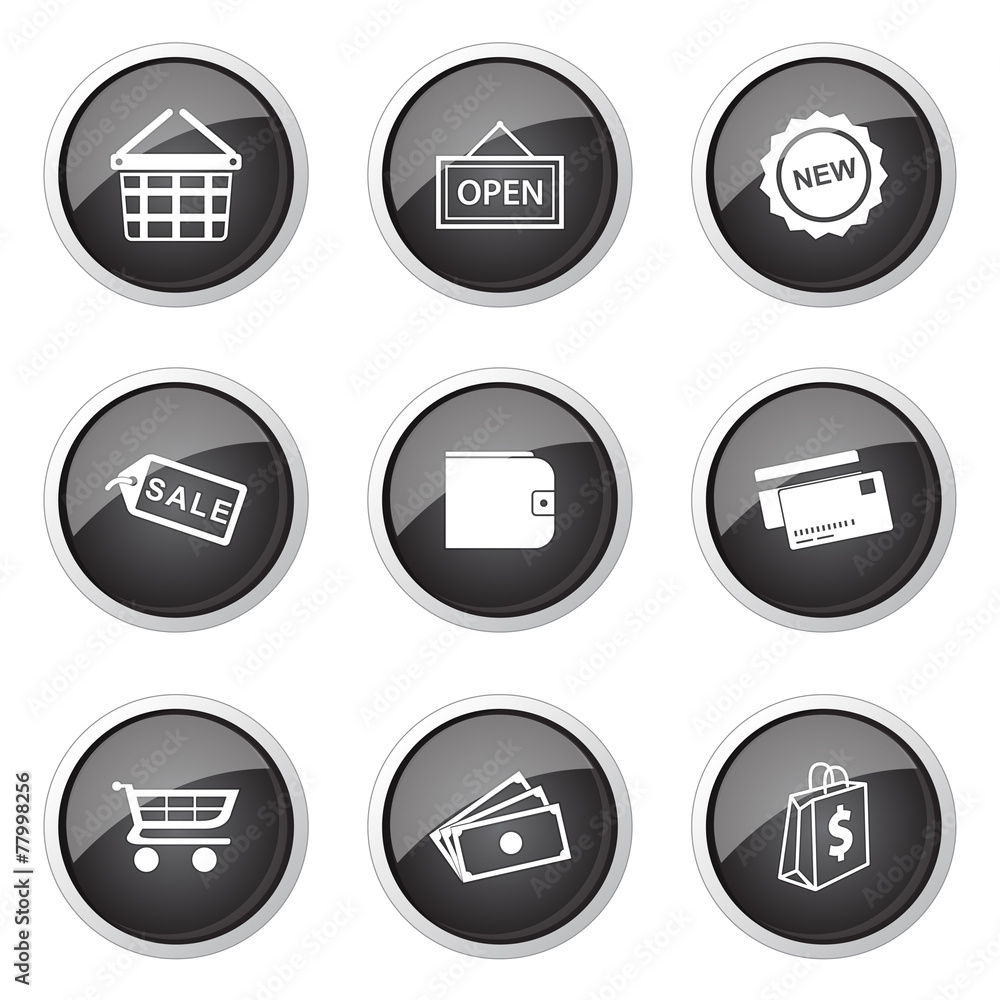 Shopping Sign Black Vector Button Icon Design Set 2 Shopping Sign Black Vector Button Icon Design Set 2