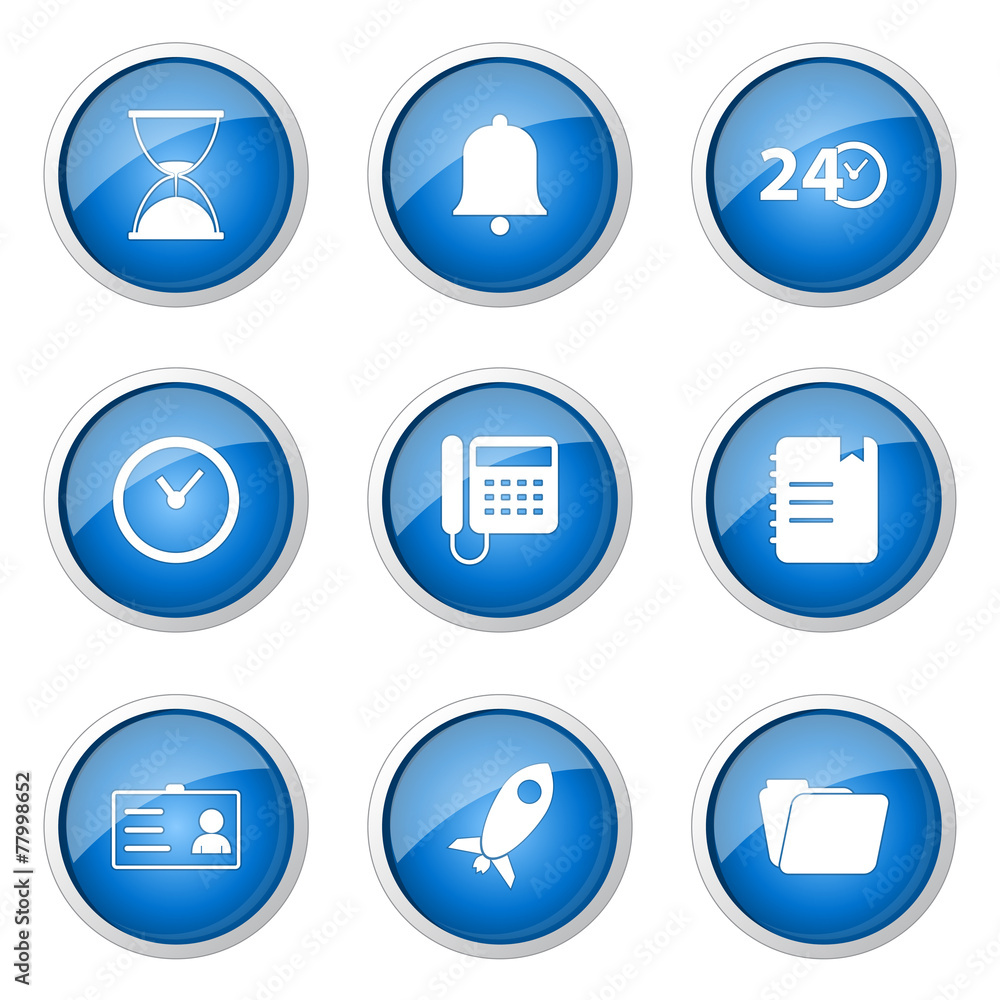Time Duration Blue Vector Button Icon Design Set Time Duration Blue Vector Button Icon Design Set