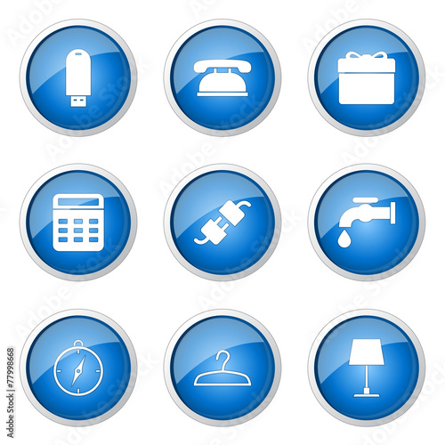 House Equipments Blue Vector Button Icon Design Set