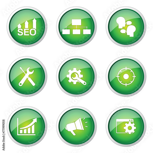 SEO Internet Sign Green Vector Button Icon Design Set 5