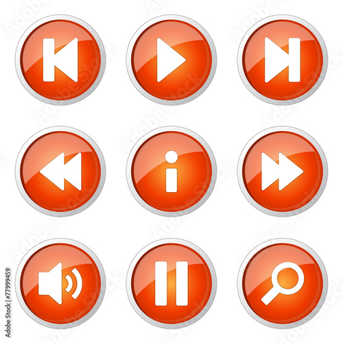 Free Download Multimedia Controller Orange Vector Button Icon Design Set - GFXLoad