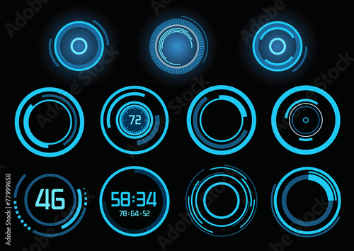 Set of futuristic blue infographics