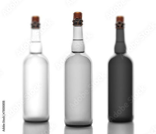 Set of gray  glass bottles c tube  isolated on white background