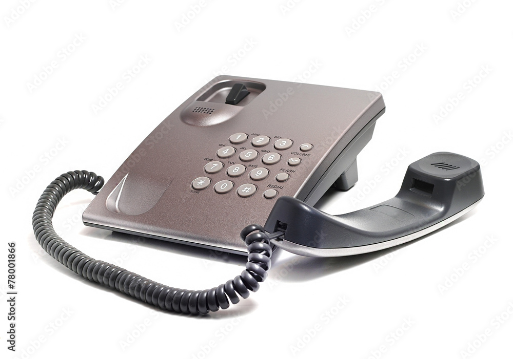 landline phone of gray on a white background landline phone of gray on a white background