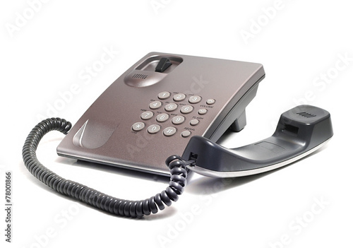 landline phone of gray on a white background