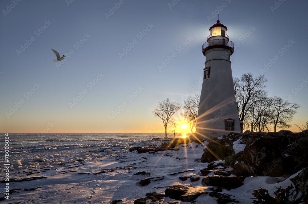 Marblehead Lighthouse Sunrise - obrazy, fototapety, plakaty 