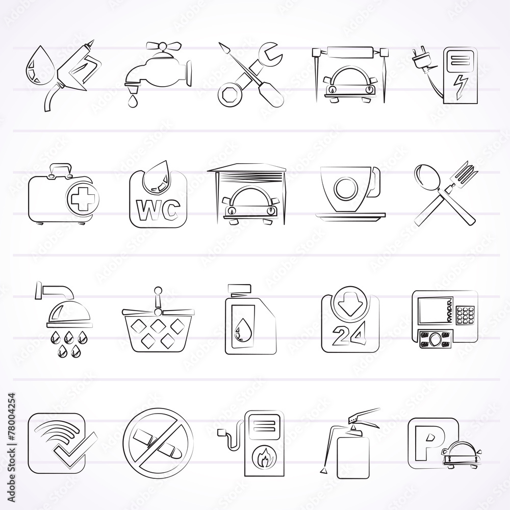 petrol station icons - vector icon set petrol station icons - vector icon set
