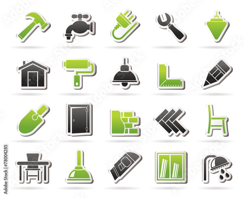 Building and home renovation icons - vector icon set