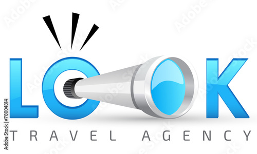 Vector logo template, spyglass, travel, resort, guide service