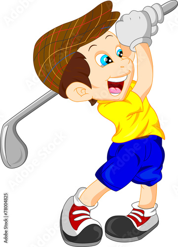 cute boy cartoon golf player