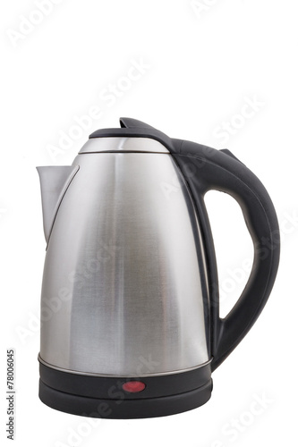 Stainless electric kettle isolated on white