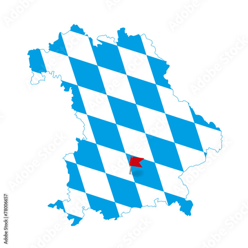 Bavaria, map - Munich marked