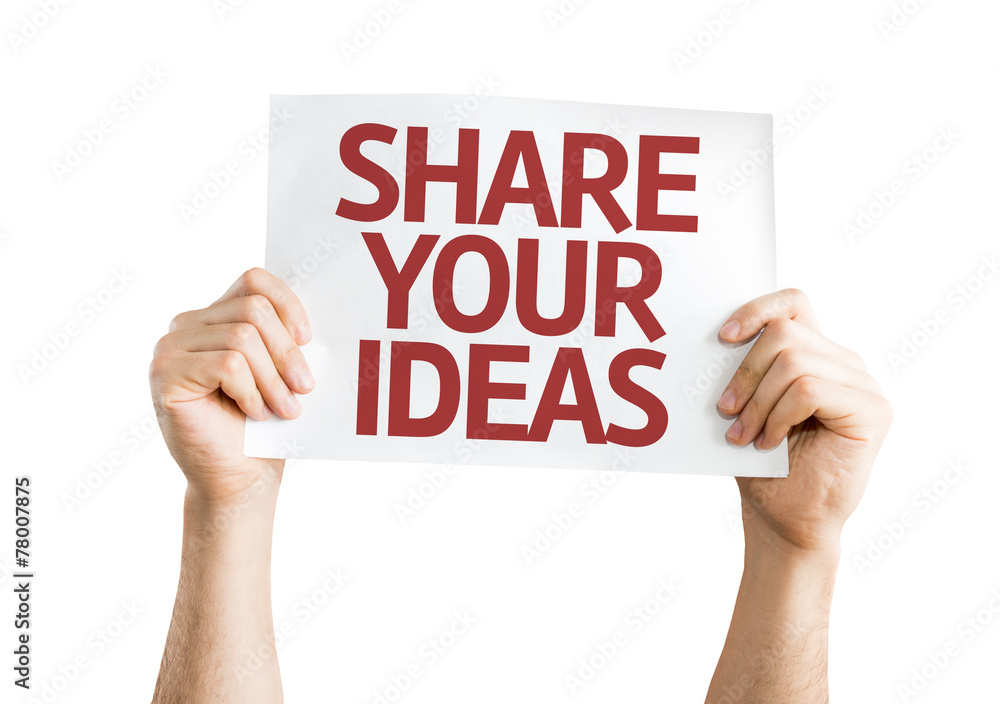 Share Your Ideas card isolated on white background Share Your Ideas card isolated on white background