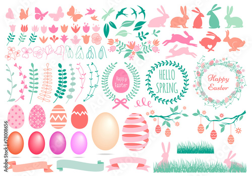 Happy Easter, set of vector design elements