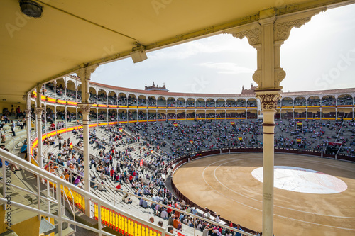 Plaza de Toros de Las Ventas interior view with tourists gatheri