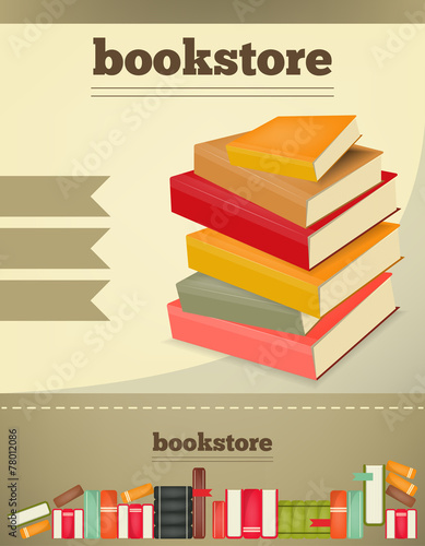 A stack of books on the books background