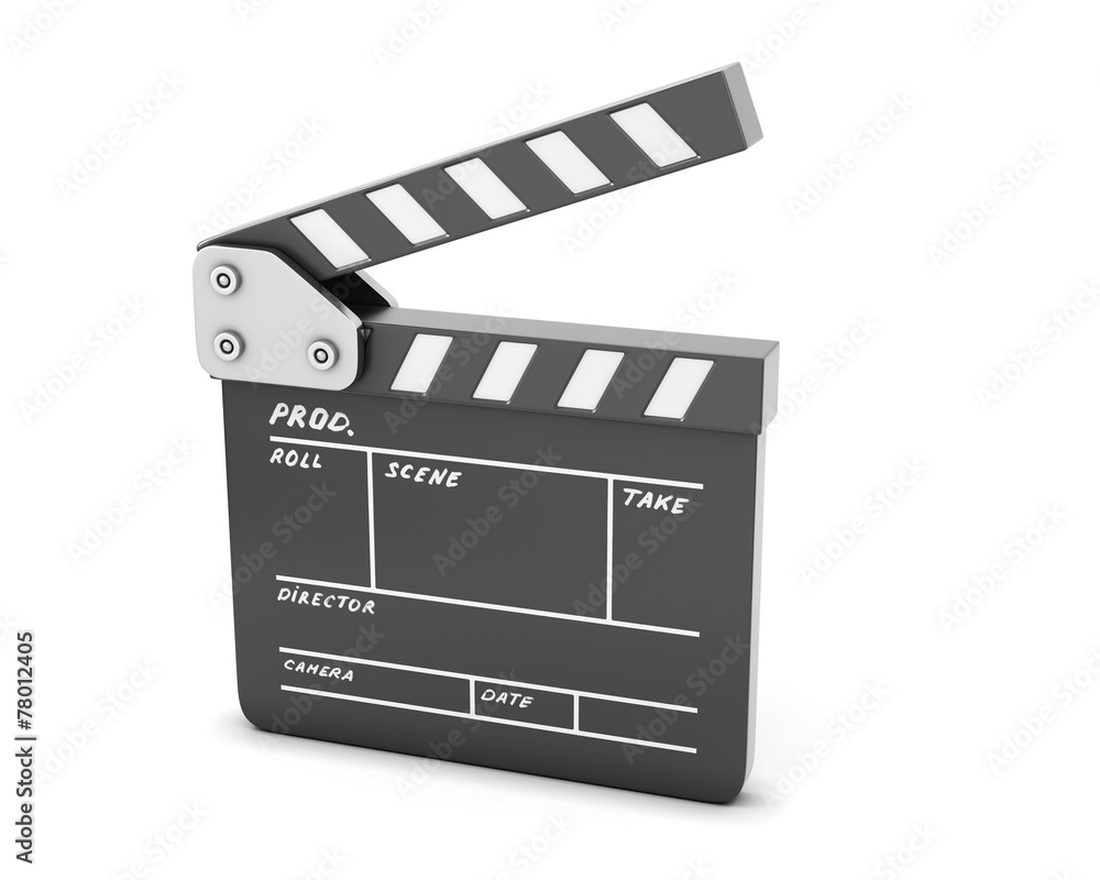 Open clapboard isolated on a white