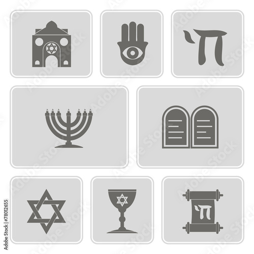 monochrome set with jewish symbols