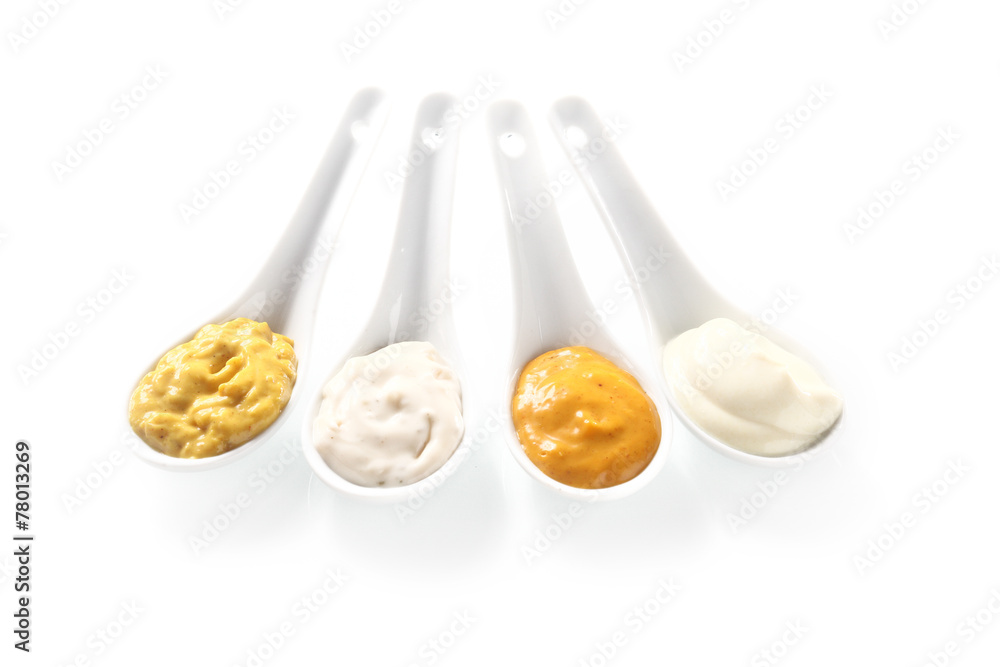 Spicy Pastes on White Serving Spoons Spicy Pastes on White Serving Spoons