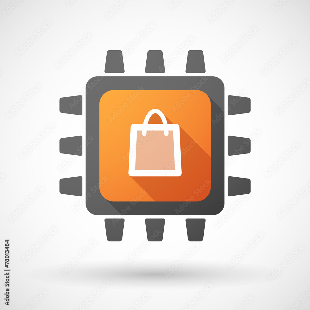 CPU icon with a shopping bag CPU icon with a shopping bag