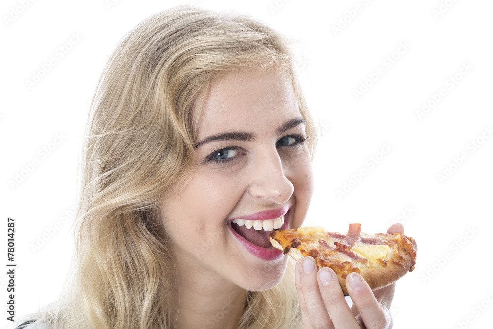 Model Released. Attractive Young Woman Eating Pizza Model Released. Attractive Young Woman Eating Pizza