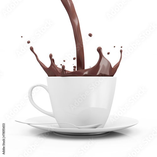 Cup of Hot Chocolate with Pouring Splash